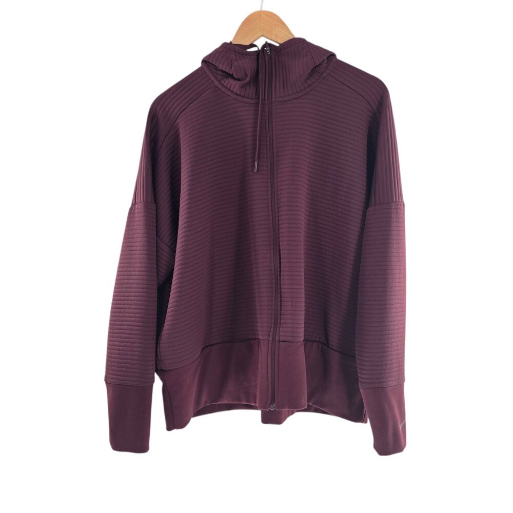 Nike Boxy Quilted Full-Zip Hoodie Medium Maroon
